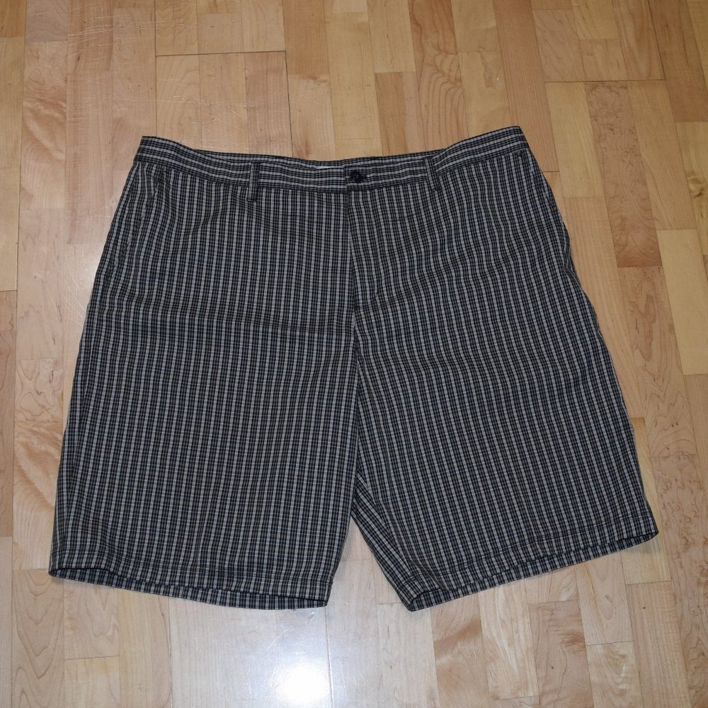 Adidas Black and Tan Flat Front Shorts